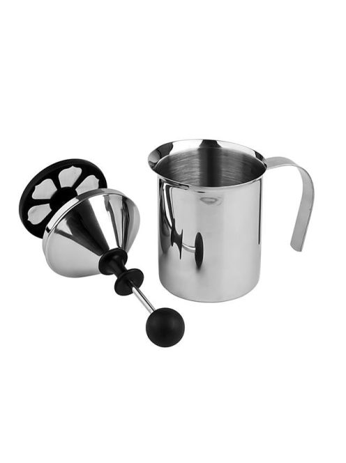 Kézi tejhabosító, rozsdamentes acél, ezüst színű, 40cl