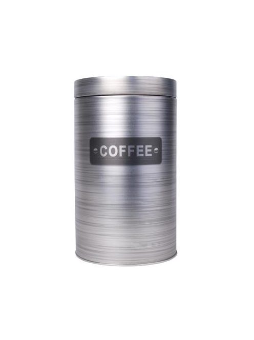 Kávétartó doboz, fémhenger, szürke, 11x18 cm