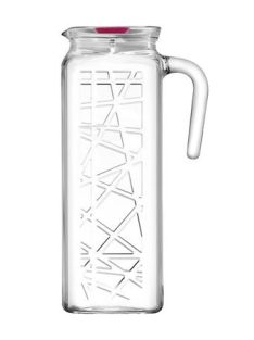 Üvegkancsó tetővel, szögletes, 1l