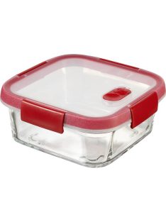   CURVER Ételtartó, szögletes, üveg, 0,7 l, CURVER "Smart Cook", piros
