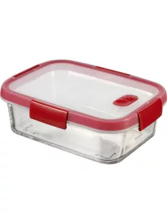   CURVER Ételtartó, szögletes, üveg, 0,9 l, CURVER "Smart Cook", piros