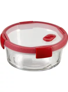   CURVER Ételtartó, kerek, üveg, 0,6 l, CURVER "Smart Cook", piros