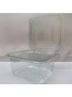   Ételtároló doboz, egybefedeles, műanyag, szögletes, 250 ml, 100 db, "Party", víztiszta