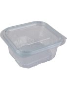 Ételtároló doboz, egybefedeles, műanyag, szögletes, 375 ml, 100 db, "Party", víztiszta
