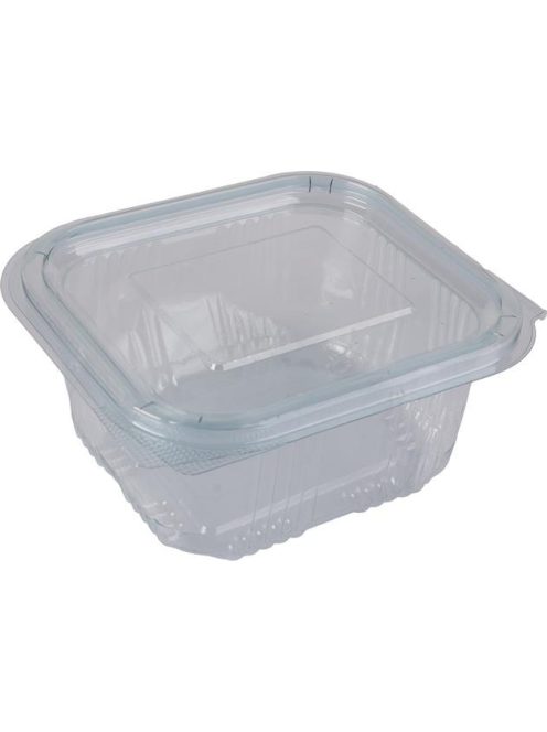 Ételtároló doboz, egybefedeles, műanyag, szögletes, 375 ml, 100 db, "Party", víztiszta