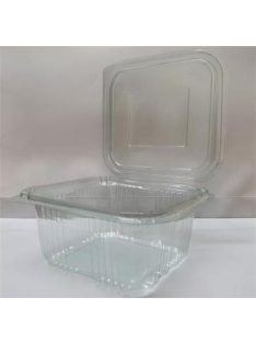   Ételtároló doboz, egybefedeles, műanyag, szögletes, 500 ml, 100 db, "Party", víztiszta
