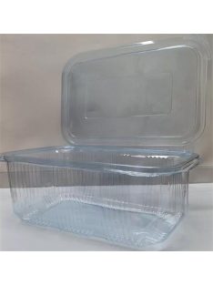   Ételtároló doboz, egybefedeles, újrahasznosított műanyag, szögletes, 1000 ml, 100 db, "Party", víztiszta