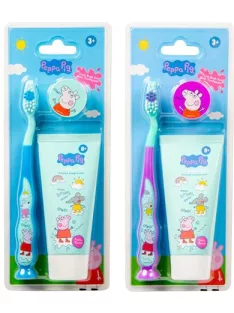   Fogkrém és fogkefe szett, gyerekeknek, 3+, "Peppa Pig", vegyes színek