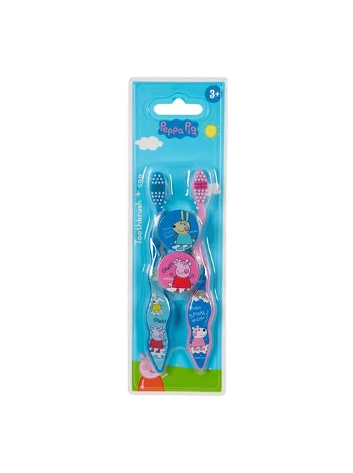 Fogkefe, gyerekeknek, puha, 2 db, kupakkal, 3+, "Peppa Pig"