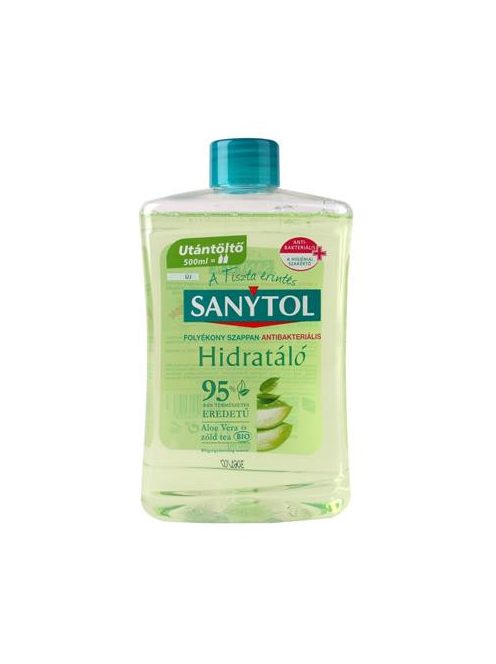 SANYTOL Antibakteriális folyékony szappan, utántöltő, 500 ml, SANYTOL, zöld tea és aloe vera