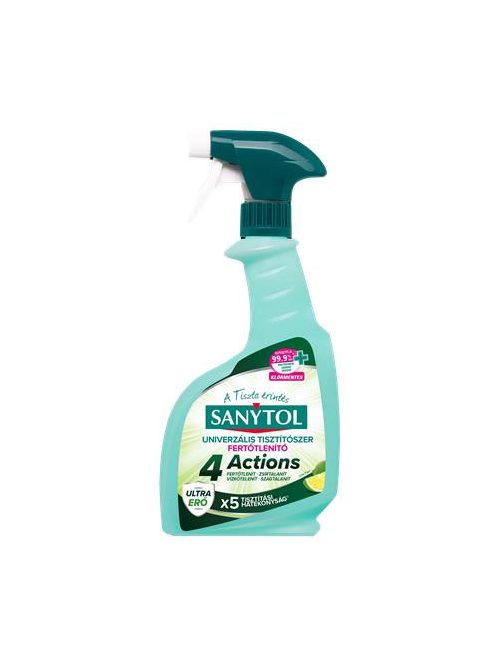 SANYTOL Általános tisztító- és fertőtlenítő spray, 500 ml, SANYTOL "4 Actions", lime