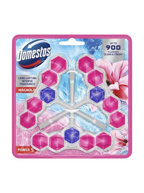 DOMESTOS WC frissítő blokk, 3 db-os, DOMESTOS "Power 5", magnólia