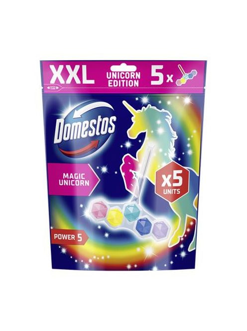 DOMESTOS WC frissítő blokk, 5 db-os, DOMESTOS "Power 5", unikornis