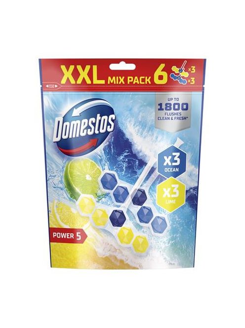 DOMESTOS WC frissítő blokk, 6 db-os, DOMESTOS "Power 5", óceán és lime