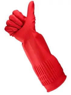   BONUS Gumikesztyű, háztartási, latex, extra hosszú, 38 cm, M méret, BONUS, piros