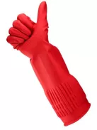 BONUS Gumikesztyű, háztartási, latex, extra hosszú, 38 cm, L méret, BONUS, piros