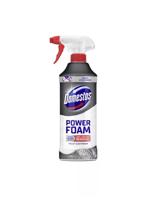 DOMESTOS WC- és fürdőszoba tisztító hab, 435 ml, DOMESTOS "Power Foam", vízkőoldó