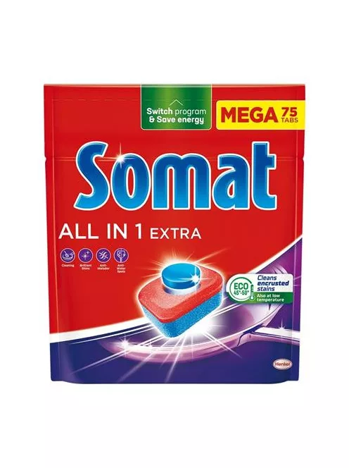 SOMAT Mosogatógéptabletta, 75 db, SOMAT "All in 1 Extra"