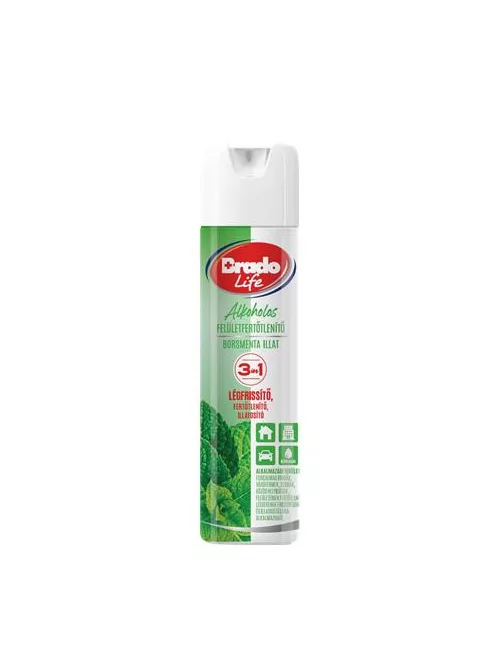 BRADO Felületfertőtlenítő és légfrissítő spray, 300 ml, BRADOLIFE, borsmenta