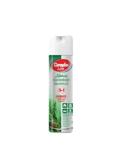BRADO Felületfertőtlenítő és légfrissítő spray, 300 ml, BRADOLIFE, fenyő