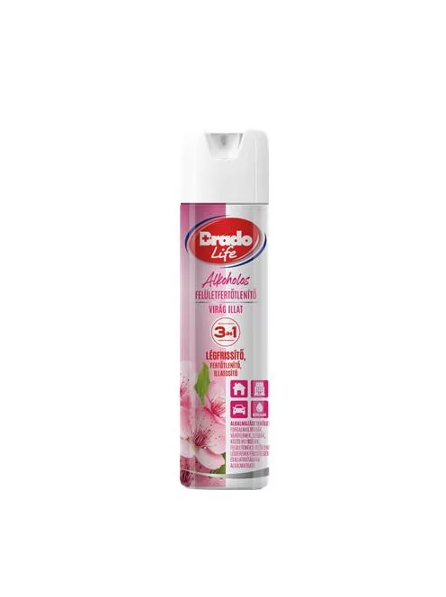 BRADO Felületfertőtlenítő és légfrissítő spray, 300 ml, BRADOLIFE, virág