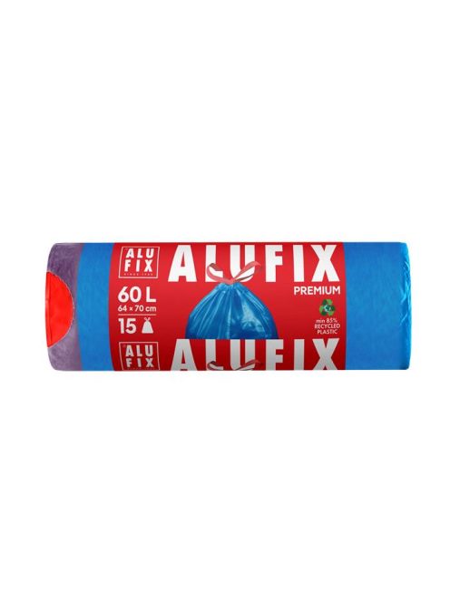 ALUFIX Szemeteszsák, zárószalagos, 60 l, 15 db, ALUFIX