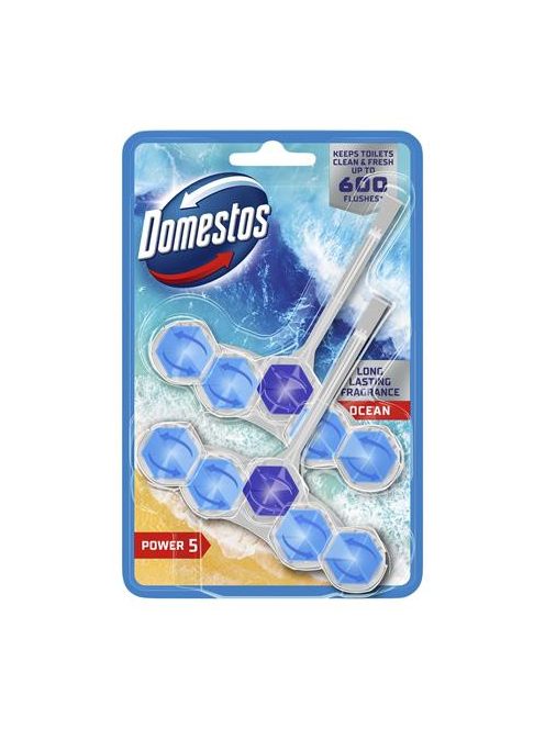 DOMESTOS WC frissítő blokk, 2 db-os, DOMESTOS "Power 5", óceán