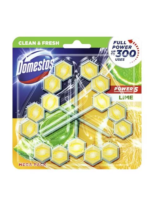 DOMESTOS WC frissítő blokk, 3 db-os, DOMESTOS "Power 5", lime
