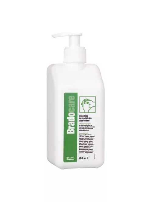 BRADO Kézápoló krém, munkavédelmi, glicerines, pumpás, 500 ml, BRADOCARE, aloe vera