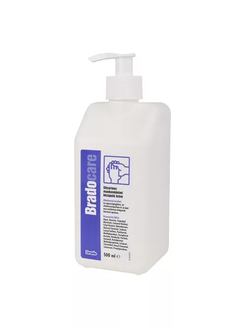 BRADO Kézápoló krém, munkavédelmi, glicerines, pumpás, 500 ml, BRADOCARE