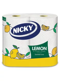   Kéztörlő, tekercses, 2 rétegű, 90 lap, "Nicky", citrom
