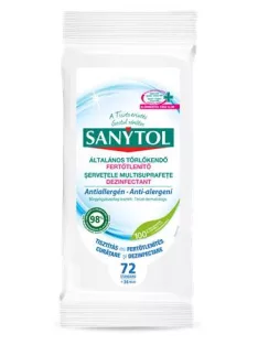   SANYTOL Fertőtlenítő törlőkendő, 36 db maxi/72 db standard, SANYTOL, antiallergén