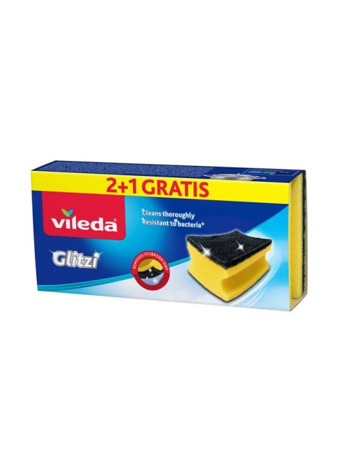 VILEDA Súrolószivacs, 2+1 db, antibakteriális, VILEDA "Glitzi"