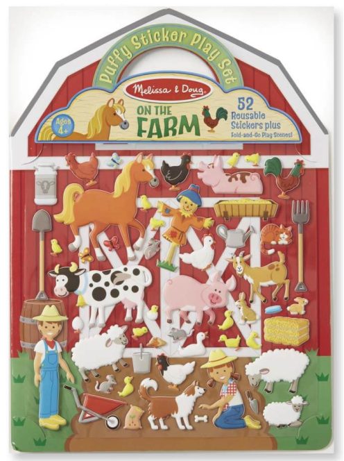 Melissa & Doug újraragasztható, pufi matrica készlet, A/4, farm