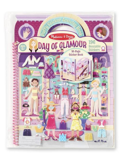 Melissa & Doug újraragasztható, pufi matrica készlet, A/4, glamour