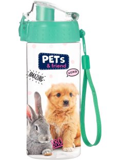   Állatos kulacs, 500 ml, BPA mentes, Pets & friend, nyuszi és kutya