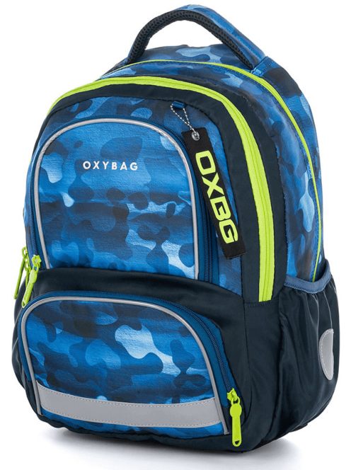 OXY Next hátizsák, iskolatáska, 4 rekeszes, 42x32x16cm, Camo blue
