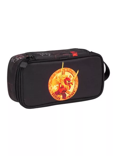 LEGO Tolltartó, szögletes, cipzáras, LEGO "Ninjago Dragon Energy", fekete-mintás