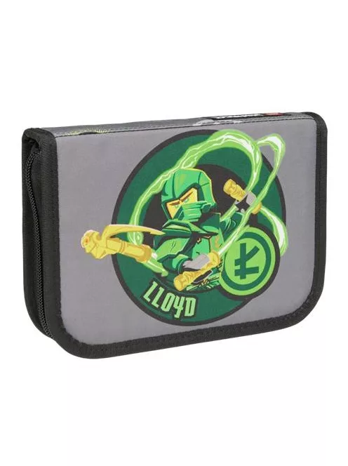 LEGO Tolltartó, klapnis, cipzáras, töltött, LEGO "Ninjago Elemental Master of Energy", szürke-mintás