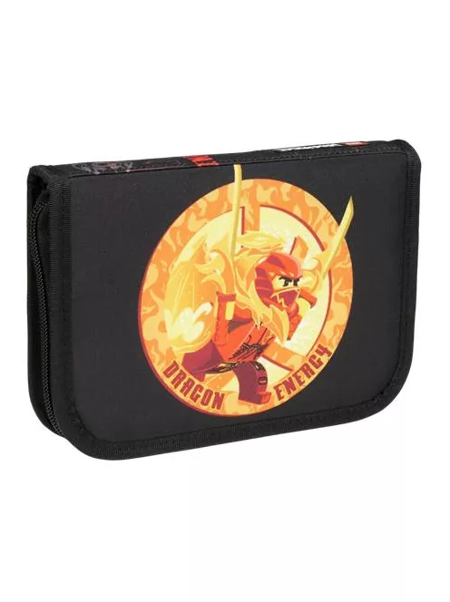 LEGO Tolltartó, klapnis, cipzáras, töltött, LEGO "Ninjago Dragon Energy", fekete-mintás