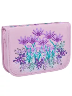   LEGO Tolltartó, klapnis, cipzáras, töltött, LEGO "Flowers", rózsaszín-mintás