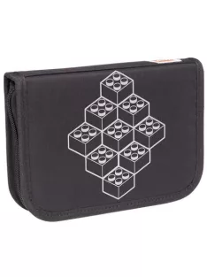   LEGO Tolltartó, klapnis, cipzáras, töltött, LEGO "Bricks", fekete-mintás