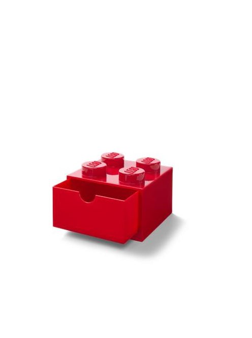 LEGO Tárolódoboz íróasztalra, fiókos, LEGO "Brick 2x2", piros