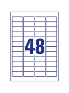Etikett címke, 45,7 x21,2mm, univerzális visszaszedhető, 48 címke/ív, 25 ív/doboz, Avery fehér