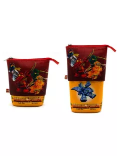   LEGO Tolltartó, cipzáras, pop-up, LEGO "Ninjago Dragon Power", piros-sárga-mintás