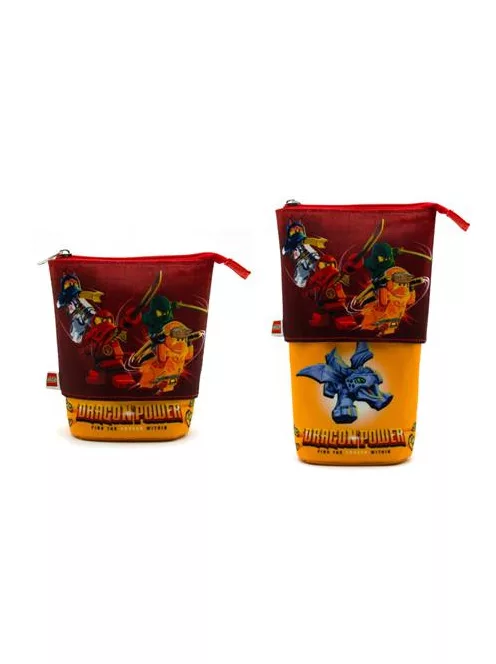 LEGO Tolltartó, cipzáras, pop-up, LEGO "Ninjago Dragon Power", piros-sárga-mintás