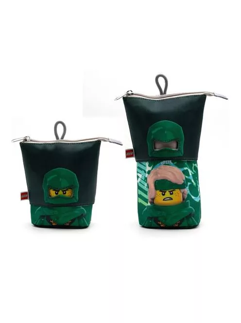 LEGO Tolltartó, cipzáras, pop-up, LEGO "Ninjago Lloyd", fekete-zöld-mintás