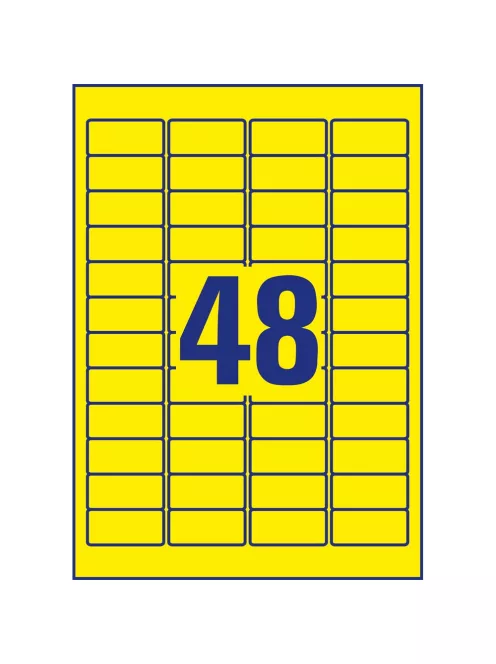 Etikett címke, 45,7 x21,2mm, univerzális visszaszedhető, 48 címke/ív, 20 ív/doboz, Avery sárga