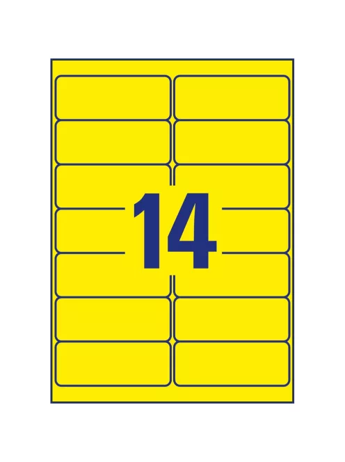 Etikett címke, 99,1 x38,1mm, visszaszedhető, neon 14 címke/ív, 25 ív/doboz, Avery sárga