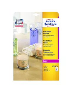   Etikett címke, 63,5 x38,1mm,víztiszta, 21 címke/ív, 25 ív/doboz, Avery átlátszó